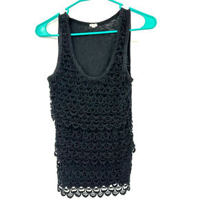 J.Crew size XS black layered eyelet front tank top 100% cotton